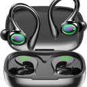Wireless Earbuds, 60H Playback Bluetooth 5.3 Headphones,Noise Cancelling Wireless Headphones with LED Battery Display, Mics Clear Call, IPX7 Waterproof Bluetooth Earbuds for Workout Sports (BLACK) (BLACK)