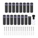 1/2 x 1.6 Inch Sign Standoff Screws, 10 Set Stainless Steel Wall Standoff Mounting Hardware Advertising Glass Nail for Hanging Acrylic Picture Frame Acrylic Panel, Black
