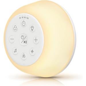 Rechargeable White Noise Machine with 9 Colors Night Light, Portable Sound Machine for Baby Adult Sleeping with 26 Soothing Sounds/4 Levels Brightness/5 Timers/32 Levels Volume for Home, Travel, Gift
