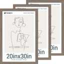 20x30 Walnut Poster Frame 3 Pack - Natural Brown, Solid Wood Picture Frame, Wall Gallery Frame