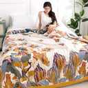 Shesyuki Boho Throw Blanket for Bed - 100% Pure Cotton Ultra Soft Rustic Quilt - Farmhouse Decor Bed Blankets, All Season Rustic Throw for Sofa Couch Chair(80''x 90'', Floral)