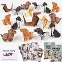 Maitys DIY Paper Dogs Origami Kit 100 Sheets 3D Origami Paper for Folding Cute Dog Figures with Instruction Fun Craft Activity for Desk Decoration and Gift for Pet Lovers1(2 Pcs, Dog)