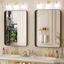 2230 Black Bathroom Mirror for Over Sink - Rectangular Bathroom Vanity Mirror for Wall with Rounded Corners & Metal Frame, Tempered-Glass, Modern, Farmhouse, Horizontal/Vertical, Bedroom, Entryway