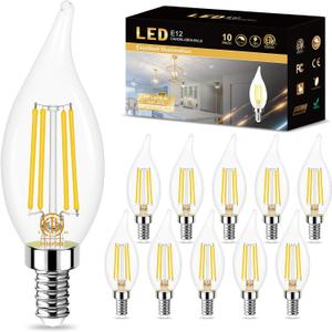 Sailstar Dimmable E12 Candelabra Bulb 60 Watt Equivalent, E12 LED Bulb 4000K Natural Daylight, CA10 Candelabra LED Light Bulbs for Chandelier, 4W, 500LM, 120V, CRI 85, Pack of 10
