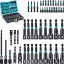 LIBRATON 54PCS Magnetic Nut Driver Set, Impact Drill Driver Bit 1/4", Metric & SAE Nut Drivers for Impact Drill, Socket Adapters, Screwdriver Bit, Quick-Release Extension, Wing Nut Driver, Storage Box (Metric & SAE 54PCS)