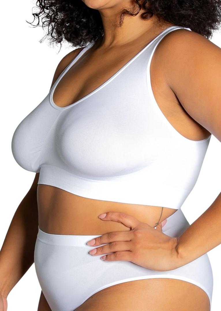 The Original Ahh Bra, Wire-Free Comfort Bra, 96% Nylon 4% Spandex, Wide Straps, Seamless Full Coverage (3X, White)