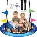 HeyZoo 43 Inch Tree Swing, 900lbs Weight Capacity Saucer Swing Sets for Kids & Adults, with 360 Degree Swivel and Adjustable Hanging Strap, Blue and Cerulean