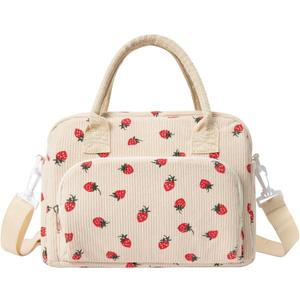 2 x MAMONA Lunch Bag for Women Men Large Capacity Reusable Lunch Box Corduroy Insulated Cooler Tote Bags for Office Picnic