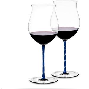 LUXU Glasses(32oz) with Long Blue Stem & Clear Base, Luxury Crystal Red & White Glasses Set of 2, Hand Blown, New World Designed Goblet in Premium Box, Perfect idea for Lovers LUXU Glasses(32oz) with Long Blue Stem & Clear Base, Luxury Crystal Red & White Glasses Set of 2, Hand Blown, New World Designed Goblet in Premium Box, Perfect idea for Lovers