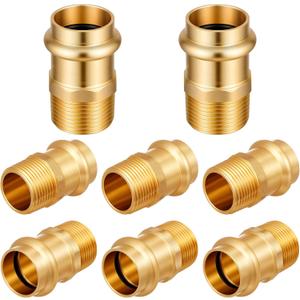 8 Pcs Press Fittings 3/4-inch Press x3/4-inch Brass Press-to-male Thread Plumbing Adapter Mip Npt Adapter Fittings for Residential Commercial Piping