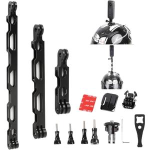 PellKing (12 Pcs) Aluminum Alloy Extension Arm Helmet Mount Kit for for Insta360 One X5/X4/X3,X2,X,Metal Adapter Helmet Sticker Extension Arm Mount with Metal 1/4''Adapter,GoPro Hero 10/9,and More