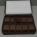 CONTACTS 10 Watch Case Leather Travel Watch Box, Crazy Horse Leather Zipper Watch Roll Organizer for Men Watch Display Protector Pouch Watch Collector