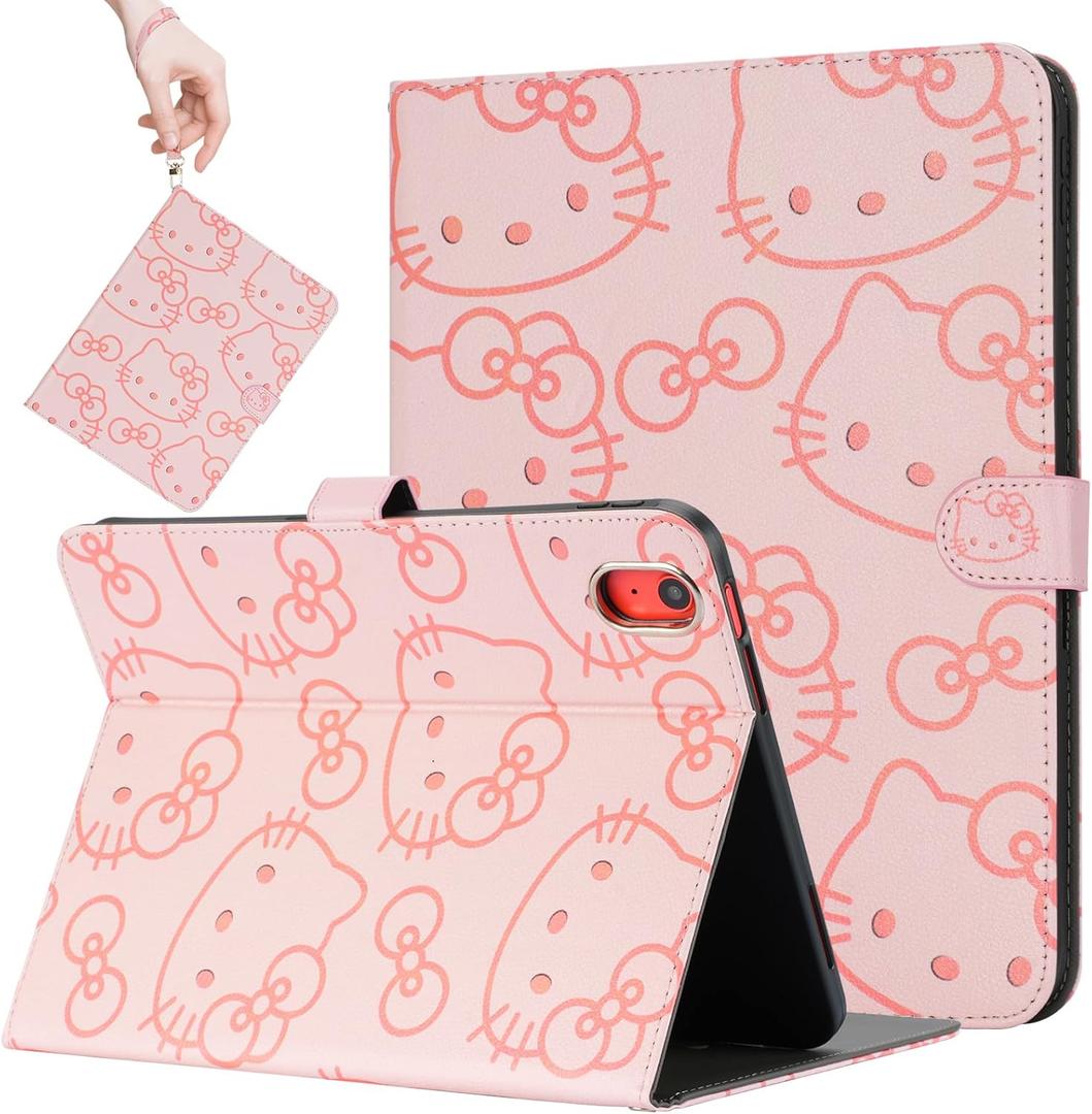 JOYSHELL Cute Case for Samsung Galaxy Tab A9 Plus 11 Inch 2023Model: SM-X210/X216/X218, Premium Leather Folio Tablet Cover for Kids Girls with Pencil Holder, Wrist Band, Auto Wake/Sleep (Pink)