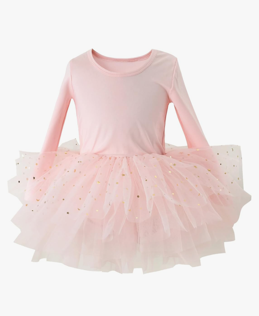 Toddler Girls Ballet Tutu Dresses Long Sleeve Sequin Tulle Ballerina Outfits Dance Leotards XS