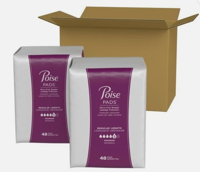 Poise Incontinence & Postpartum Incontinence Pads, 5 Drop Max Absorbency-96 Ct