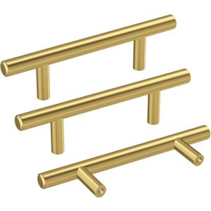 Haidms 20 Pack | 3 Inch Cabinet Handles Gold Stainless Steel Kitchen Drawer Pulls Cabinet Pulls 5 Inch Length, 3 Inch Hole Center (Hole Center 3")