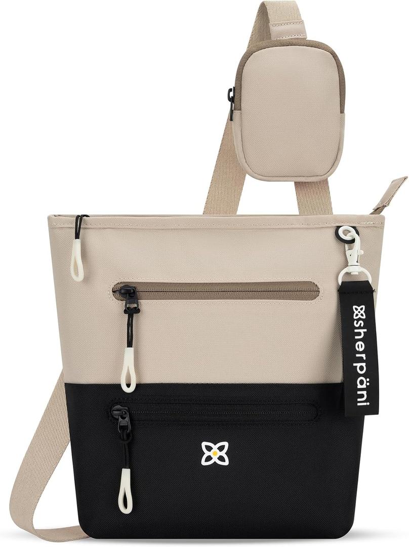 Sherpani Sadie, Nylon Crossbody Bag, Lightweight Shoulder Bag, Travel Cross Body Purse, Crossbody Bags for Women, RFID Protection, Removable Coin Purse, Travel Gift for Mothers Day 2025 (Con Leche)
