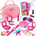 Toddler Purse for Little Girls, Pretend Play Makeup Kits for Girl Toys Age 4-5 3-5 4-6, Kids Purse with Accessories, Pink Princess Toys for 3 4 5 6 Year Old Birthday Gifts