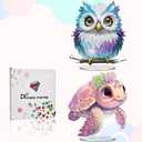 2 Pcs Tabletop Diamond Art Painting Kits,DIY Butterfly Diamond painting Special Shaped Rhinestone Desk Placement Ornament,5D Stand Up Gem Painting Craft Kit for Home Wall Decor Gifts,7.8x7.8inch (BP005+BP006)