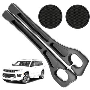 Car Seat Gap Filler Organizer Compatible with Jeep Grand Cherokee Accessories Seat Gap Plug Blocker with Storage Slot Non-Slip Car Cup Holder Coaster Black