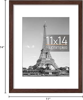 upsimples 11x14 Picture Frame, Natural Solid Wooden Picture Frames, Display 8x10 with Mat or 11 x 14 Without, Vertical or Horizontal Wall Hanging, 1 Pack, Natural