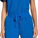 Scrubs for Women Set V-Neck Top & Straight Leg Pants 12 Pockets for Nurses & Healthcare Workers (Blue, M)