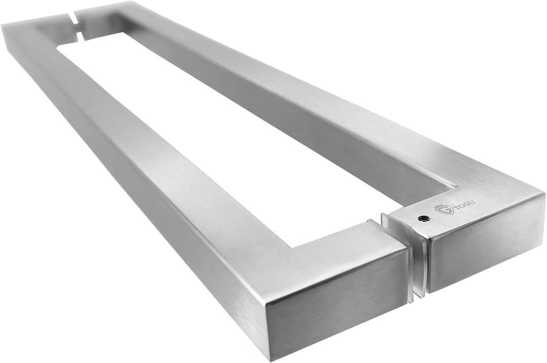 TOGU TG-R3030 Heavy Duty Commercial Grade 450mm/18 inches Square/Rectangle Shape Solid 1.2mm Thick Stainless Steel 304 Push Pull Door Handle, Full Brushed Stainless Steel Finish