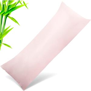 Body Pillow Cases Cover, Bamboo Rayon Pink Body Pillowcases with Zipper Closure, Cooling and Breathable Pillow Case for Hot Sleepers and Night Sweats, 20x54 inches