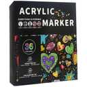 Acrylic Paint Markers, 36 Colors Dual Tip Paint Markers, Practical Multi-Purpose Pens for Rock Painting, Ceramic, Wood, Card Making, DIY Crafts