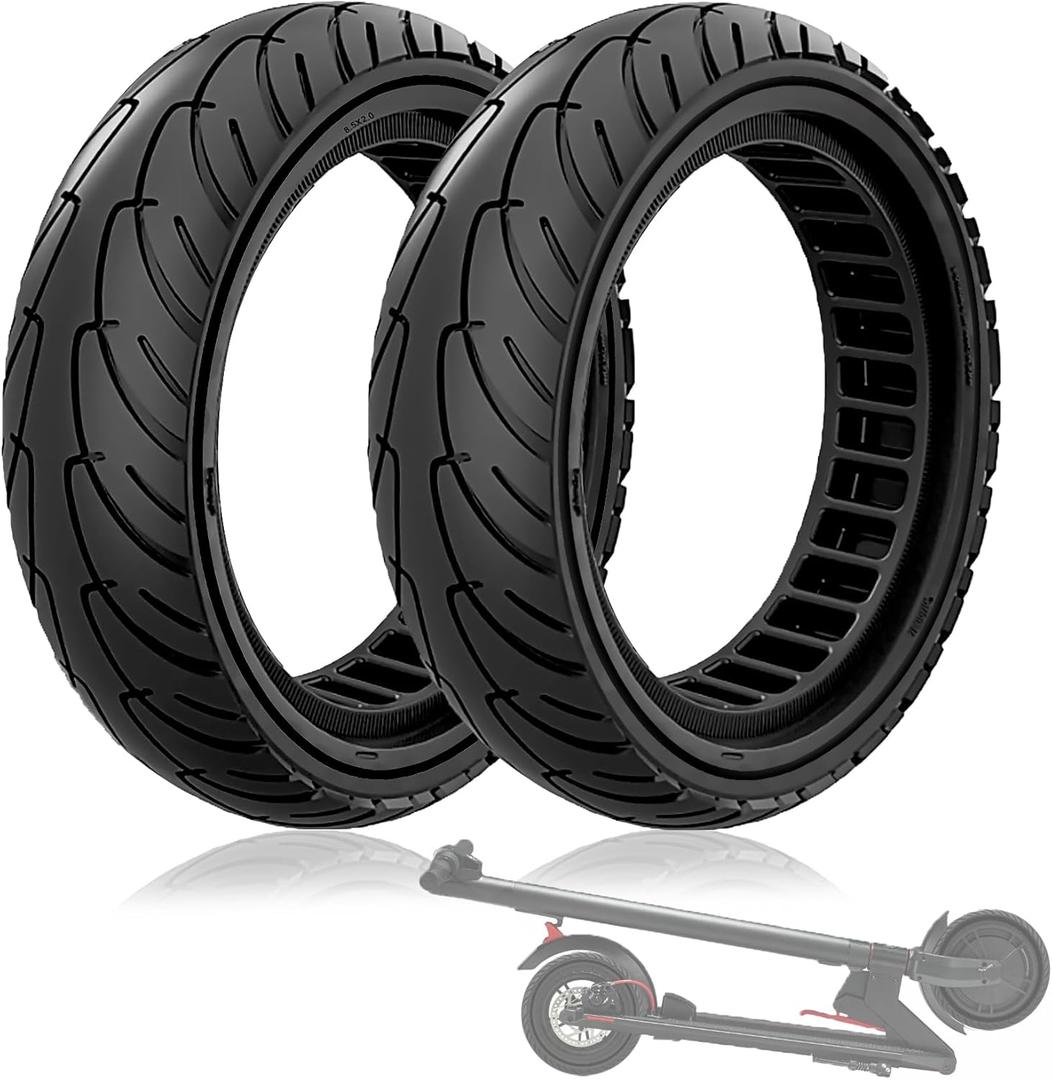 8.5x2.0 Inch Solid Scooter Tire, Fit for 50/75-6.1 8 1/2x2 10x2.0 10x2.125 Orignal Tire, Fit for isinwheel S9 pro VOLPAM SP06/ SPT7/ SP03 Electric Scooter Front Rear Tire, Black 2pcs