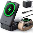 Lamicall Travel 3 in 1 Wireless Charging Station for Apple MagSafe, [Upgraded Cooling] Foldable Magnetic Charger Stand for iPhone 17 16 15 14 13 Pro Max, AirPods, Apple Watch (Adapter Included)