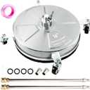 16" Pressure Washer Surface Cleaner with 4 Wheels, Stainless Steel Power Washer Surface Cleaner for Driveways Sidewalks Patios, 1/4" Quick Connector, 2 Extension Wand, 4000 PSI
