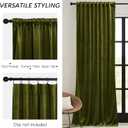 RYB HOME Moss Green Velvet Curtains 90 inches, Luxury and Soft Velvet Fabric, Spring Summer Decorative Curtains & Drapes for Patio Doory Room Window, W 52 x L 90 inches, 2 Panels Set