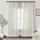 Cream Ivory Linen Curtains 94 Inches Long for Living Room 2 Panels Set Light Filtering Semi Sheer Curtains Luxury Rod Pocket Hook Belt Privacy Boho Farmhouse Linen Drapes for Bedroom 94 Inch Length