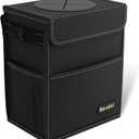 K KNODEL 2 Gallon Black Leak-Proof Waterproof Car Trash Can with Lid (Medium)