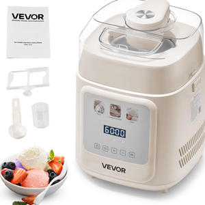 VEVOR Upright Automatic Ice Cream Maker with Built-in Compressor, 1 Quart No Pre-freezing Gelato Maker & Frozen Yogurt Machine, 4 Modes Electric Sorbet-Maker, Compressor Ice Cream Machine for Home