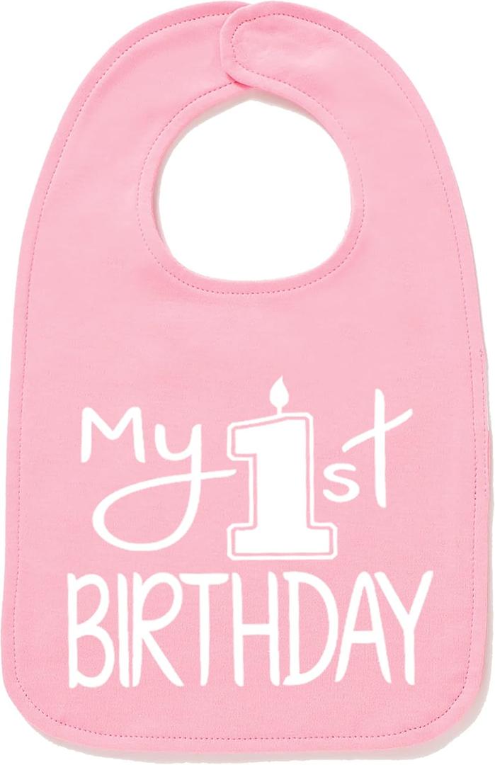 Aiden's Corner Handmade Cute Baby Boy Girl First Birthday 1st Smash Cake Bibs (White Pink)