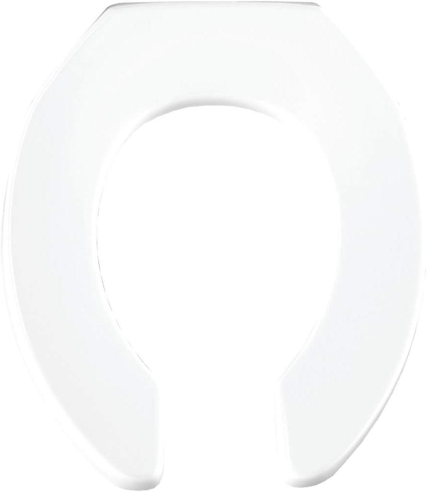 BEMIS 955SSCT Commercial Open Front Plastic Toilet Seat, Heavy Duty Industrial No Slam Seat without Lid, Secure Installation, Made in USA, Round, White