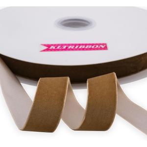 Nylon Khaki Velvet Ribbon Single Sided,1 Inch X 25 Yards Spool