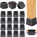 24 Pcs Extra Large Square Chair Leg Floor Protectors, Silicone Chair Leg Protectors for Hardwood Floors, High Elastic Chair Leg Caps, Protect Wooden Floors from Scratching (Fit: 1-2/5" - 1-4/5")
