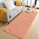 OLANLY 2x8 Machine Washable Runner Rugs for Hallway, Soft Fluffy Shaggy Bedside Rugs for Bedroom, Living Room, Indoor Floor Carpet for Kids Girls and Boys, Home Decor Aesthetic, Muted Orange