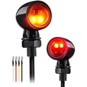 4-LED Bullet Turn Signals Mini Motorcycle Blinkers, Universal 10mm Mounting Hole, Rear Indicators Compatible with Honda, Kawasaki, Suzuki, Yamaha, Harley, Bobber, Chopper