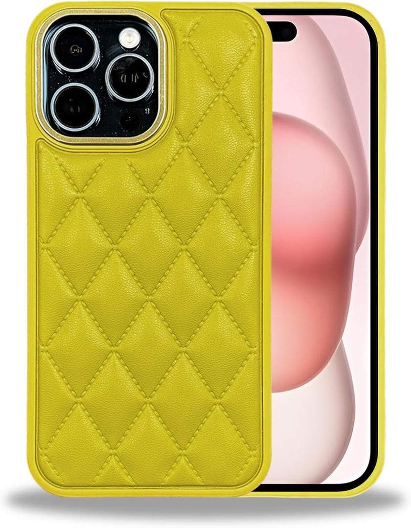 ZHEGAILIAN for iPhone 15 Pro Case, Military-Grade Protection, All-Around Shockproof Corners, Stylish Leather Phone Case for iPhone 15 Pro - Yellow
