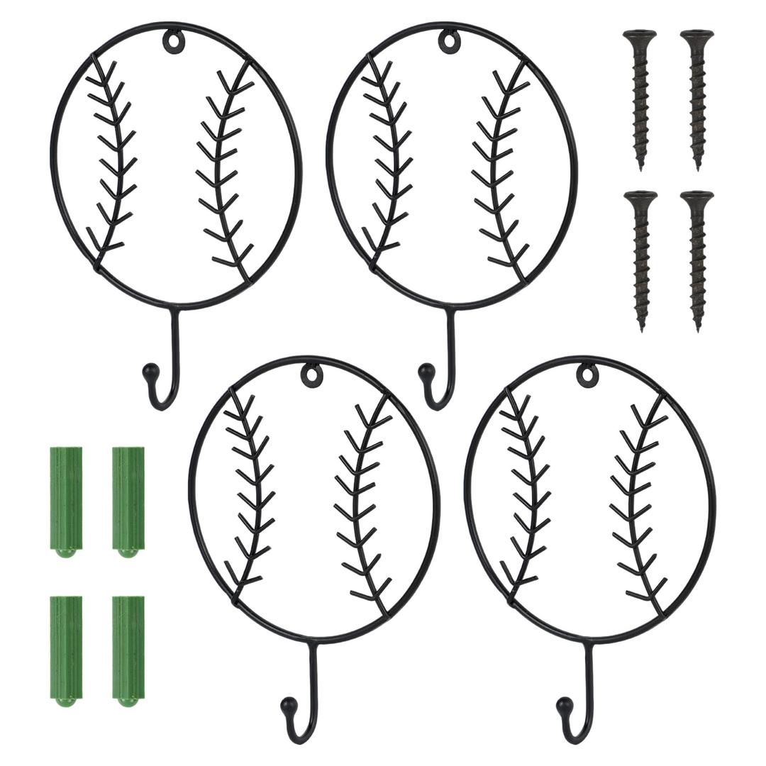 Kuabiz 4 Pcs Basketball Room Decor Vintage Sports Wall Hooks Decorative Basketball Metal Coat Hooks Wall Mounted Sports Theme Bathroom Decor Towel Hanger for Home Entryway Playroom Hats Keys