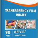 Uinkit Bulk 90 Sheets Printable Transparency Film Acetate Clear Sheets for Crafts 8.5x11 OHP Overhead Projector Film For Inkjet Printer Quick-Dry