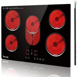 TOPWISH 30 Inch Electric Cooktop, 5 Burners Built-in Electric Stove Top