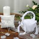Ring Bearer Pillow - Flower Girl Basket, Wedding Flower Girl Basket and Ring Bearer Pillow Set, 500 Artificial White Ivory Rrose Petals, Fairy Flower Headband, Wedding Ring Pillow for Ceremony