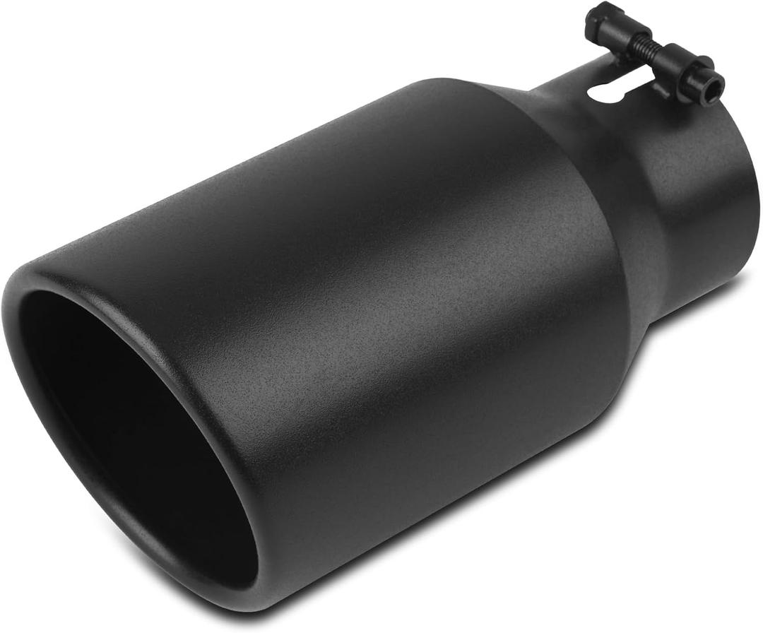 3 inch Inlet Exhaust Tip, 4.5" Outlet 9" Overall Length Stainless Steel Exhaust Tail Pipe, Bolt-On, Polished Tailpipe, Black(Fit for Tailpipe Outlet is 3", must OD not the ID)