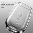 Artisanal Hand-Cut Crystal Wine Glasses 16 Oz - Monogram Stemless Wine Glasses with Engraved Initials(Letter I), Lead-Free Glassware Gift for Wine Lovers
