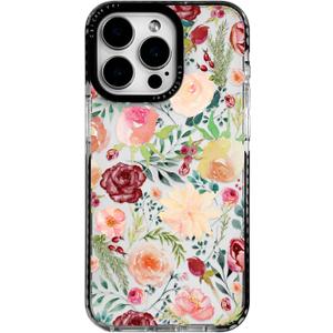 for iPhone 15 Case, Watercolor Rose Garden Pattern, Military-Grade Drop Protection, Cute Soft Slim TPU Protective Cover with Camera Lens Protection for Women & Girls (Flowers)